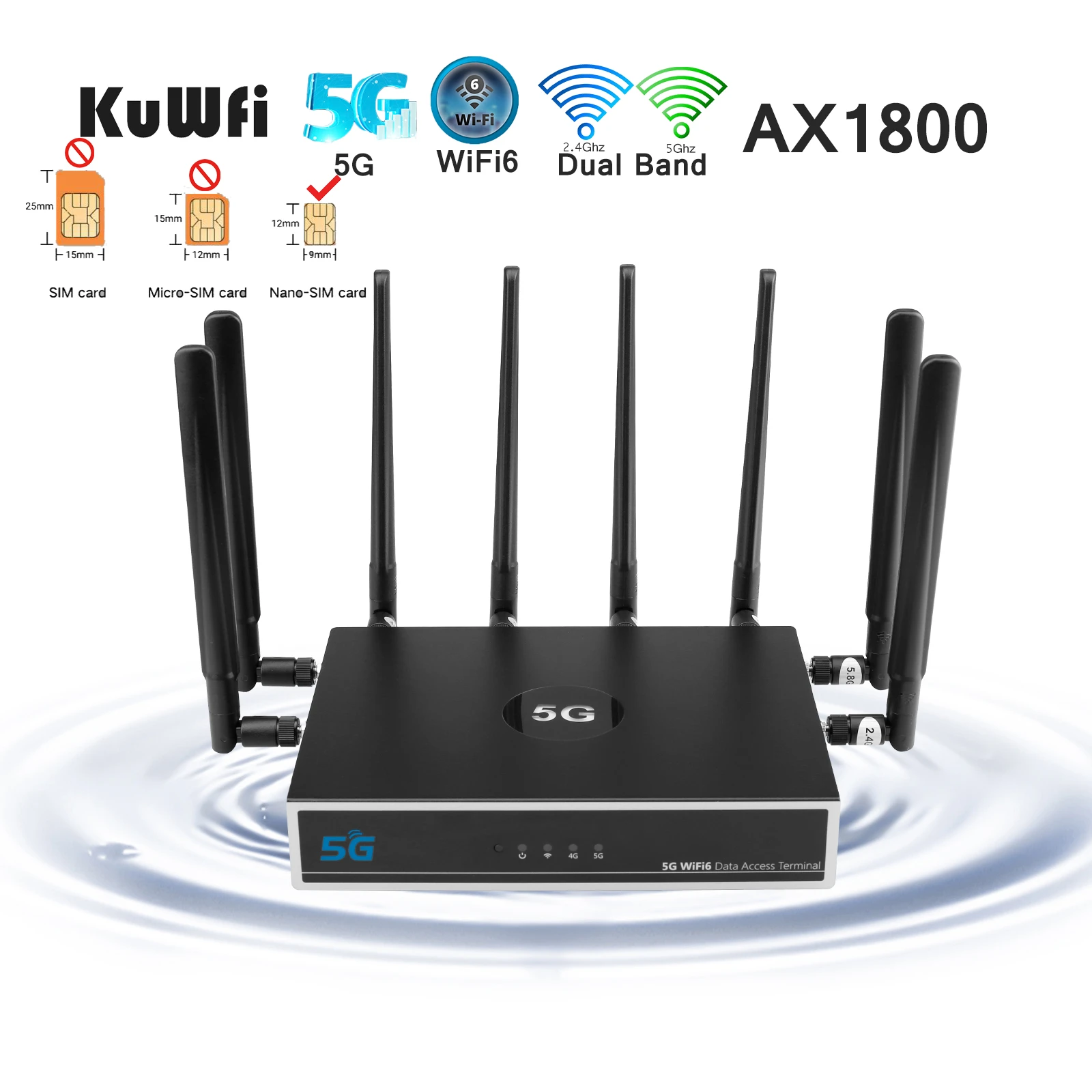 KuWFi 5G CPE WiFi Router 1800Mbps Wireless Modem Dual Band 5G Mobile Wifi  with SIM Card WiFi6 MU MIMO Support Web/APP 100+ Users| | - AliExpress