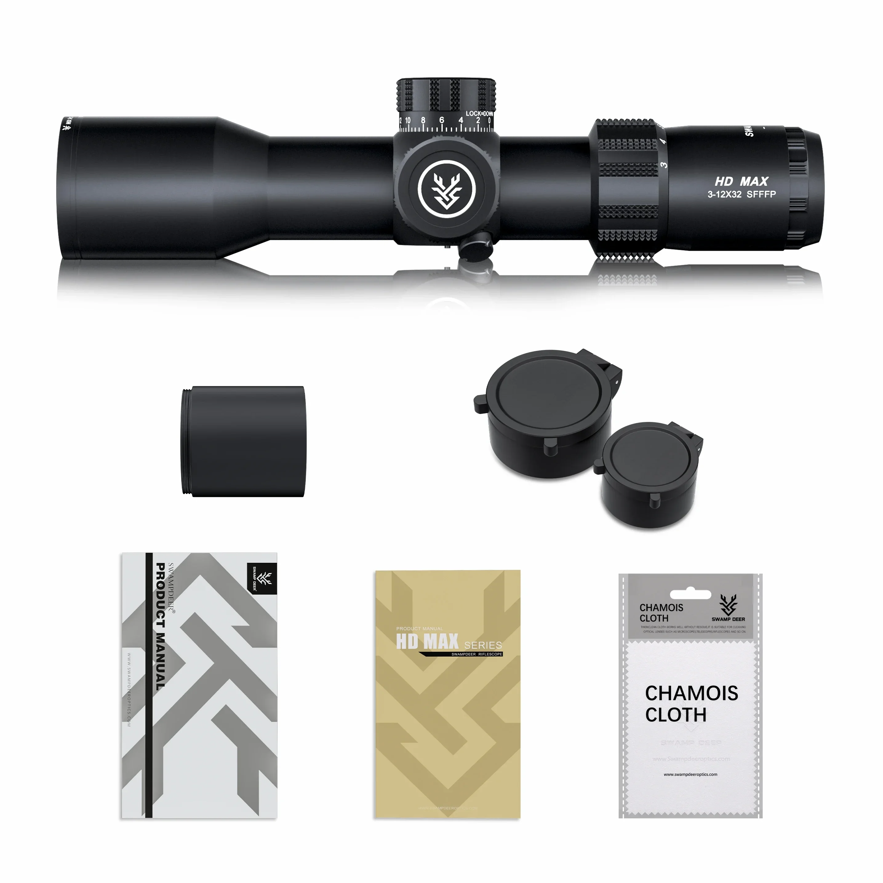 HD MAX 3-12X32SF FFP Telescopic Sight Parallax Adj Bezel Locking Turret Reset Compact Sights AR 15 Fighter Shot View