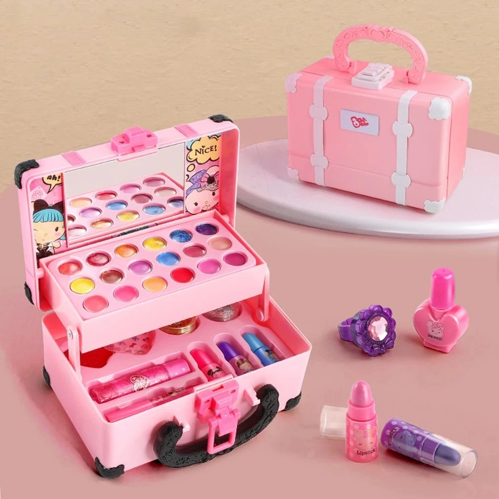 Children Makeup Cosmetics Pretend Playing Box Princess Make Up Girl Toy Play Set Lipstick Eye Shadow Safety Nontoxic Kit Toy Kid 4