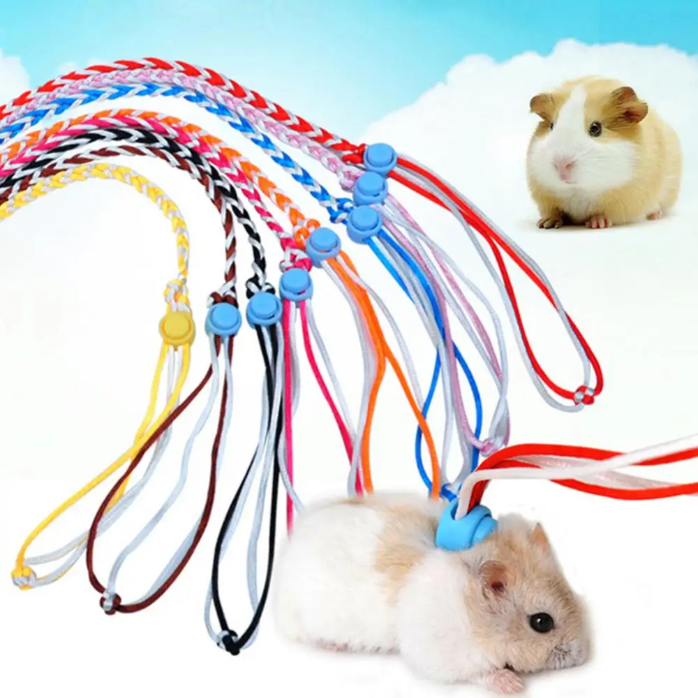 

1.4m 2.0m Adjustable Pet Hamster Leash Harness Rope Gerbil Cotton Rope Harness Lead Collar for Rat Mouse Hamster Pet Cage Leash