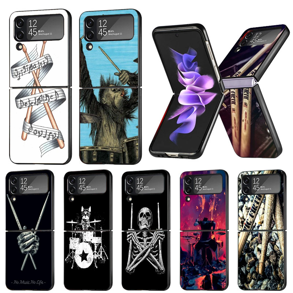 Strumento Musicale Drum Rock Hard Pc Back Phone Case Per Samsung Galaxy Zflip 5 Z Flip 4 Zflip3 Z Flip 3 5G Zflip4 Flip3 Zflip5