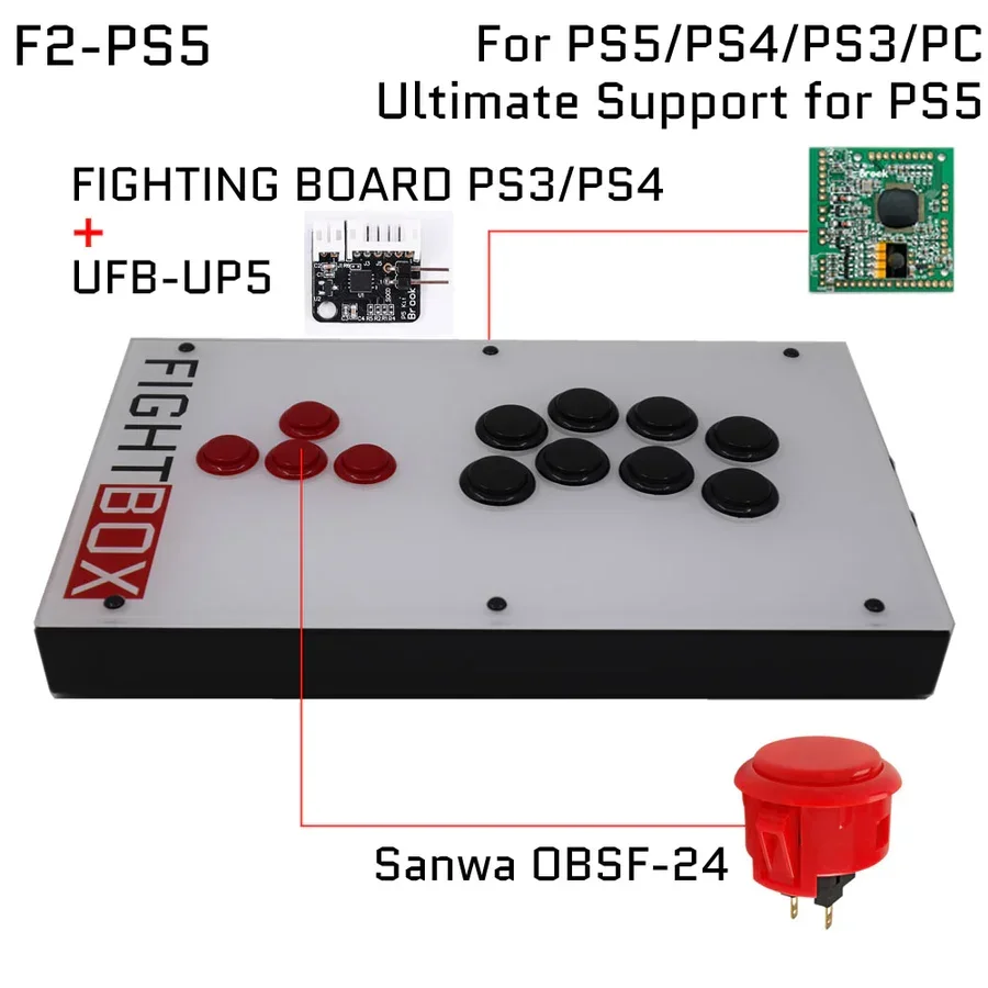 FightBox F9 올 버튼 히트박스 스타일 아케이드 게임 컨트롤러, 스틱 게임 컨트롤러, PS4, PS5, PC Sanwa  OBSF-24 30 아트 패널 - AliExpress