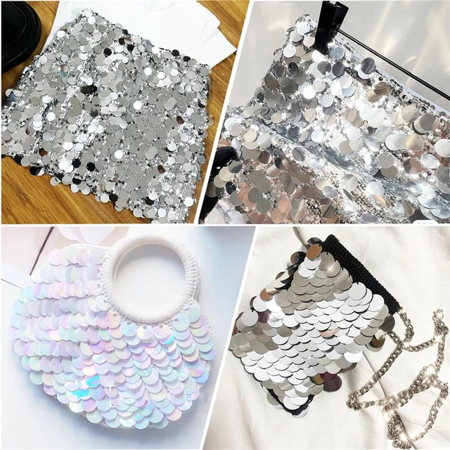 50g/Bag 4 Holes Silver Sequins for Crafts Flat Large Round Sequin