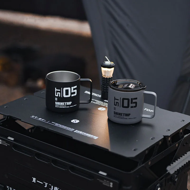 

Outdoor 304 Stainless Steel Cup Camping Mug Picnic Anti-scalding Tableware Lightweight Equipment Hiking Cookware with Lid