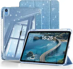 Glittering Sparkly Case with Smart Cover - iPad(A16)11th11 2025 (Shiny sky blue)