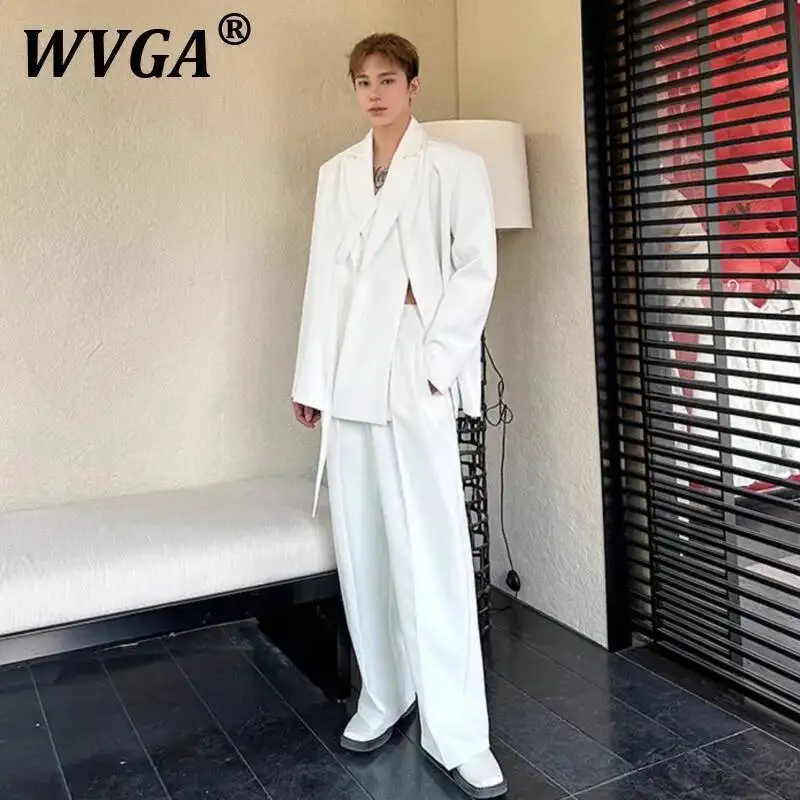 WVGA 봄 가을 신상 남성 더블 칼라 스트랩 디자인 트렌디 블레이저 스트레이..