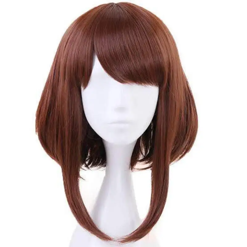 

Ochaco Uraraka Wig Short Brown Bob Wigs My Hero Academia Cosplay Costume School Uniform Heat Resistant Hair Halloween Wigs