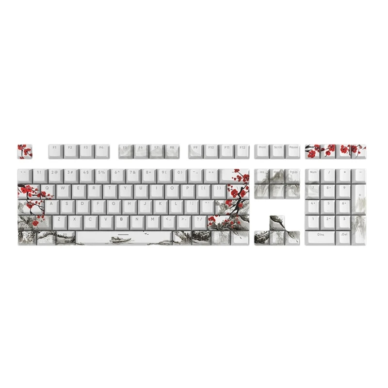108pcs Russian Keycaps Novelty DYESUB Plum Blossom OEM Keycap For 61/87/108 Drop Shipping