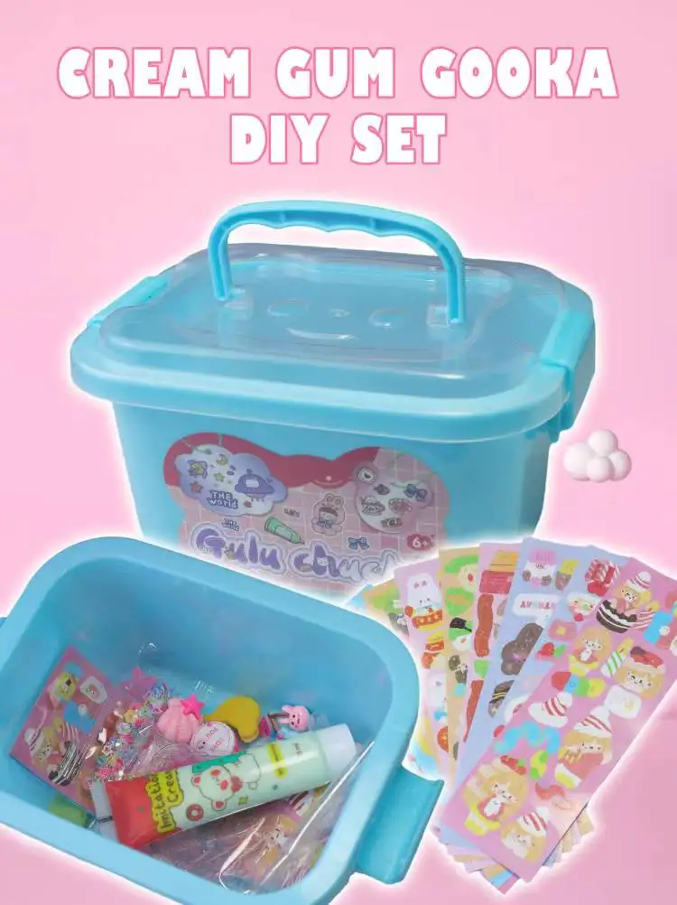 Cream Goo Ka Sticker Set Handmade Complete Children'S Educational Toy Storage Box Girl Gift 1pcs