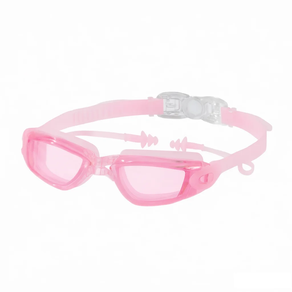 Professionelle Schwimmbrille mit verbundenen Ohrstöpseln, HD-UV-Schutz, beschlagfrei, Wassersportbrille, Silikon für Schwimmbad – Detail 9