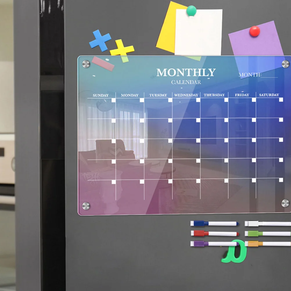 

Magnetic Writing Board Monthly Whiteboard Refrigerator Fridge Dry Erase Calendar Colored Wall Erasable Planner