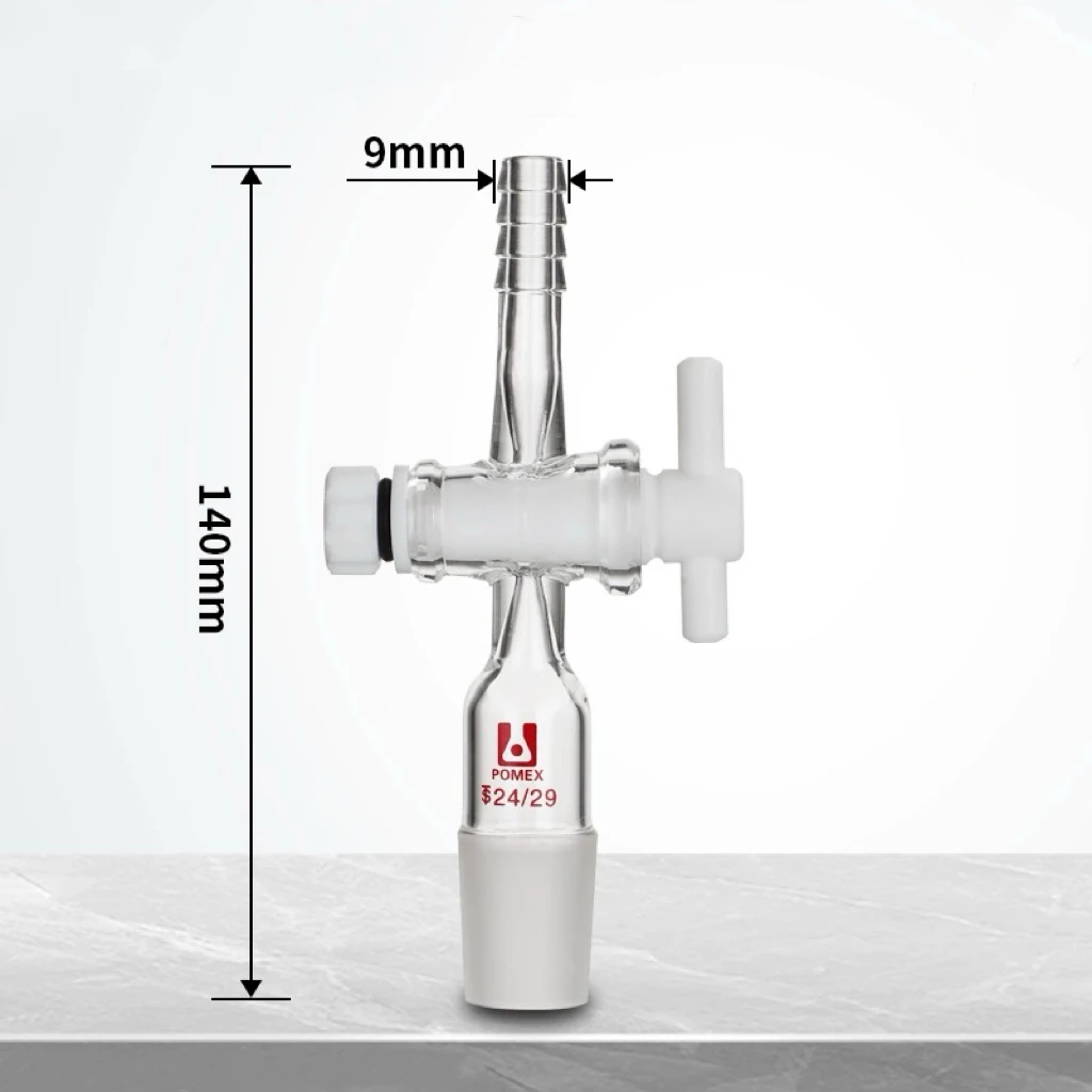 14/23 19/26 24/29 29/32 Joint Borosilicate Glass Lab Straight Adapter With PTFE Stopcock Ware