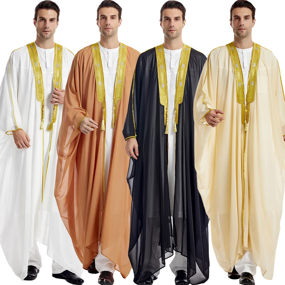 

Middle Eastern Mens Robe Muslim Dress Kimono Dishdasha Clothing Islam Dubai Saudi Abayas Prayer Abaya Kaftan Ramadan Jubba Thobe