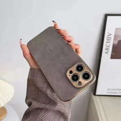 Luxury Shockproof Phone Case with Metal Bumper and Matte Silicone Soft Leather Finish - iPhone 14 Pro Max (GRAY)