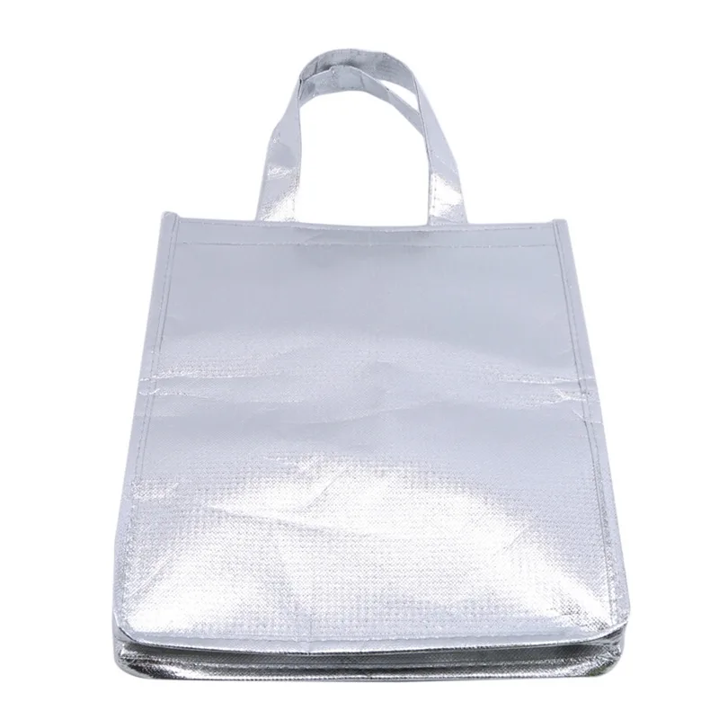 1Pc Silver Thermal Insulated Lunch Bag – Large Square Foil Cooler Tote for Cake, Sandwi... - SKU TILB1544 - UGI Packaging