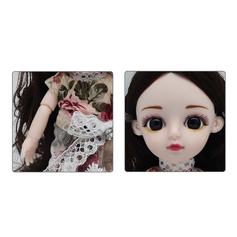 1/12 BJD Doll Joint Movable Simulation Doll Figures 16CM Body Model Dress Up Skirts Shoes Children Play House Toy Girl Gift