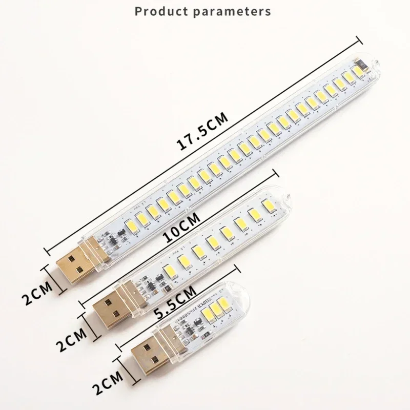 3/8/24leds Portable USB LED Lamp 5V Ultra Bright 3000K-7000K Night Light with Touch Switch for Computer Mobile Power Book Light