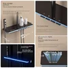Grey Thermostatic Shower Set Bathroom Piano Button Ambient Light Shower System Set White Digital Display Showers Faucet Set 2