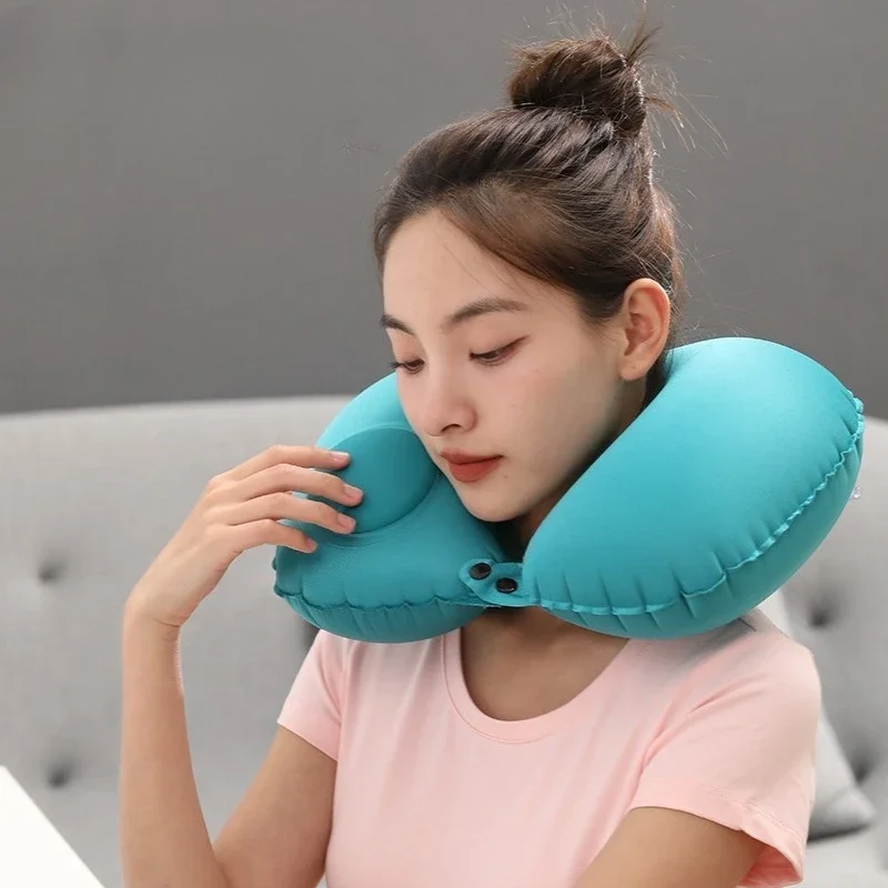 Inflatable Travel Pillow Portable U-shaped Neck Pillow Compressible Nap Cervical Pillow Christmas Thanksgiving Gift