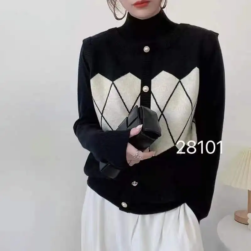 

Luxury Brand Women Knit Cardigan Long Sleeve Sweater Single-breasted Coat Korean Chic Tops Women Clothes Pearl Buttons Outerwear