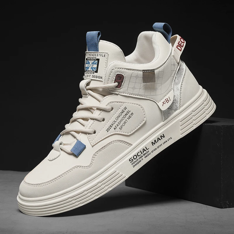 

2023 Spring and Autumn New High-top Men's Casual Shoes British Style Comfortable Flat Men's Shoes Outdoor Sneaker