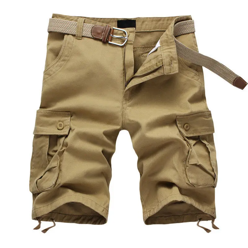 

2024 Summer Men's Baggy Multi Pocket Military Cargo Male Cotton Khaki Mens Tactical Shorts Short Pants 29-44 No Belt