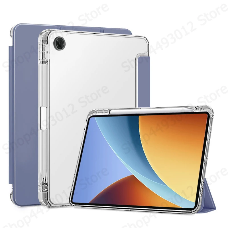 Stylish Trifold PU Leather Tablet Case with Pen Holder and Soft Back Stand