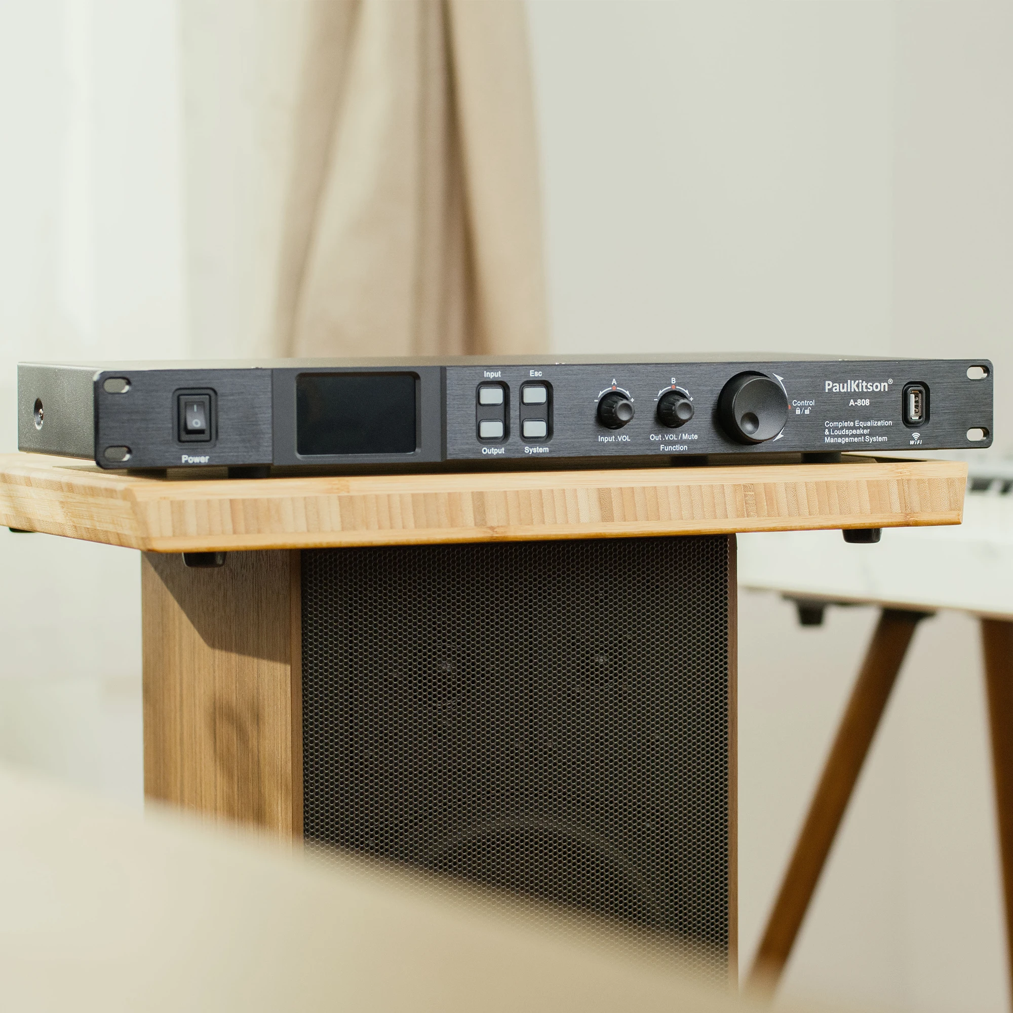 Paulkitson A808 Processor Digital Professional Audio Processor 8 In 8Out 32Bit DSP 7Band EQ Equalizer WIFI USB Without Noise