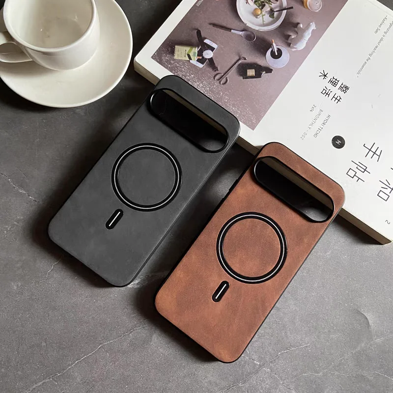 Luxury Suede Sheepskin Leather MagSafe-Compatible Case with Magnetic Wireless Charging