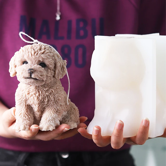 3D Cute Dog Silicone Mold DIY Handmade Animal Candle Plaster Soap