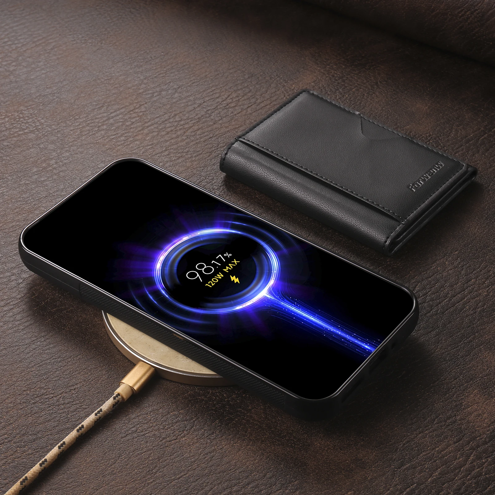 Luxury Leather MagSafe Phone Wallet Case - Premium Anti-Drop Business Card Holder Cover