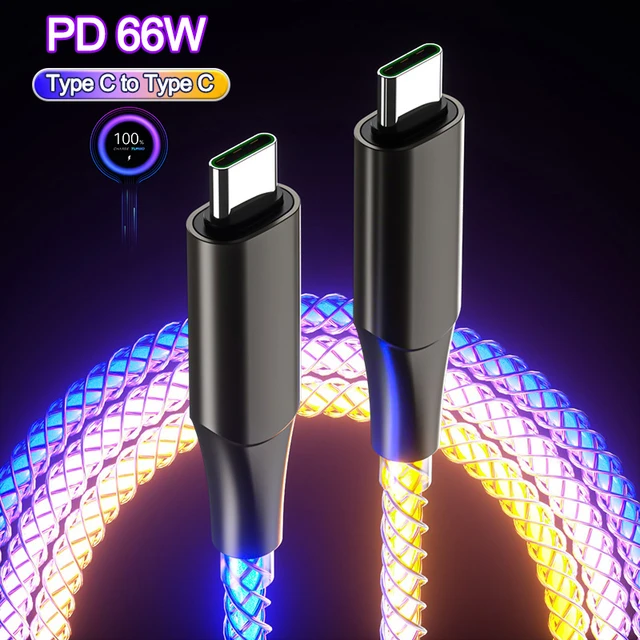 RGB Color Light Type C To Type C Fast Charging Cable ba2a9c6c8c77e03f83ef8b: 1m