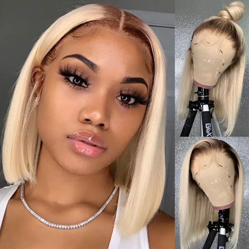 

Soft Ombre Blonde Straight 26Inch Long 180%Density Natural Hairline Preplucked Glueless Lace Front Wig For Black Women Babyhair