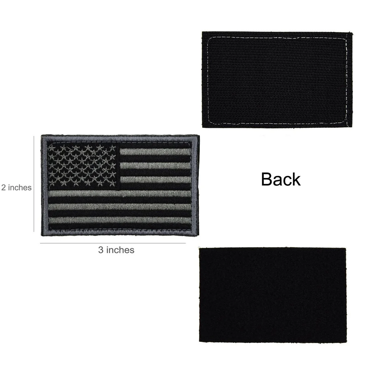 자체 접착식 미국 국기 패치, 미국 국기 유니폼 패치, 숯 그레이, 2 개