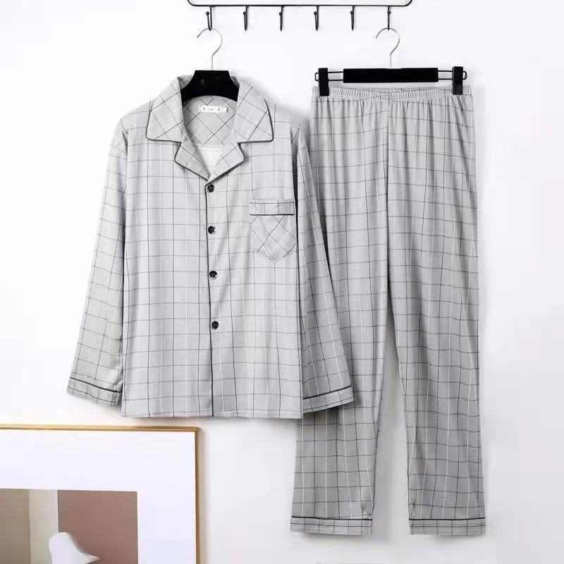 Man Silk Pajamas Set Sleepwear Men Comfortable Pyjamas 3XL Long Sleeve Casual Home Wear Spring Autumn Silk Boy Leisure Sleepwear silk pajamas