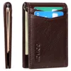 Genuine Leather Mens Wallet with money clip Slim with Metal Clips Money Holder Billfold with Money Clip 1