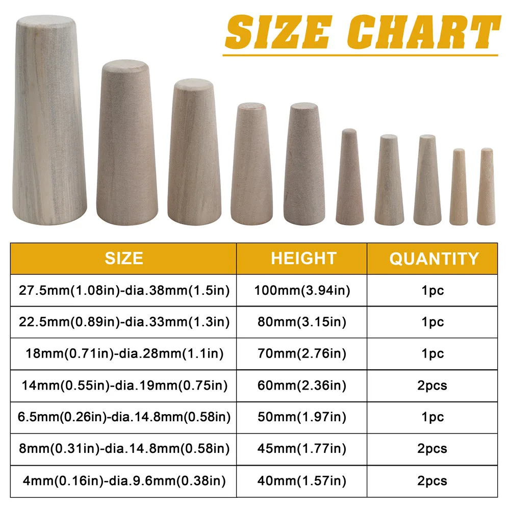 10Pcs Wooden Hole Plugs Kit 7 Sizes Marine Tapered Conical Drain Stopper scupper plugs for boats Yacht Parts and Accessories 2
