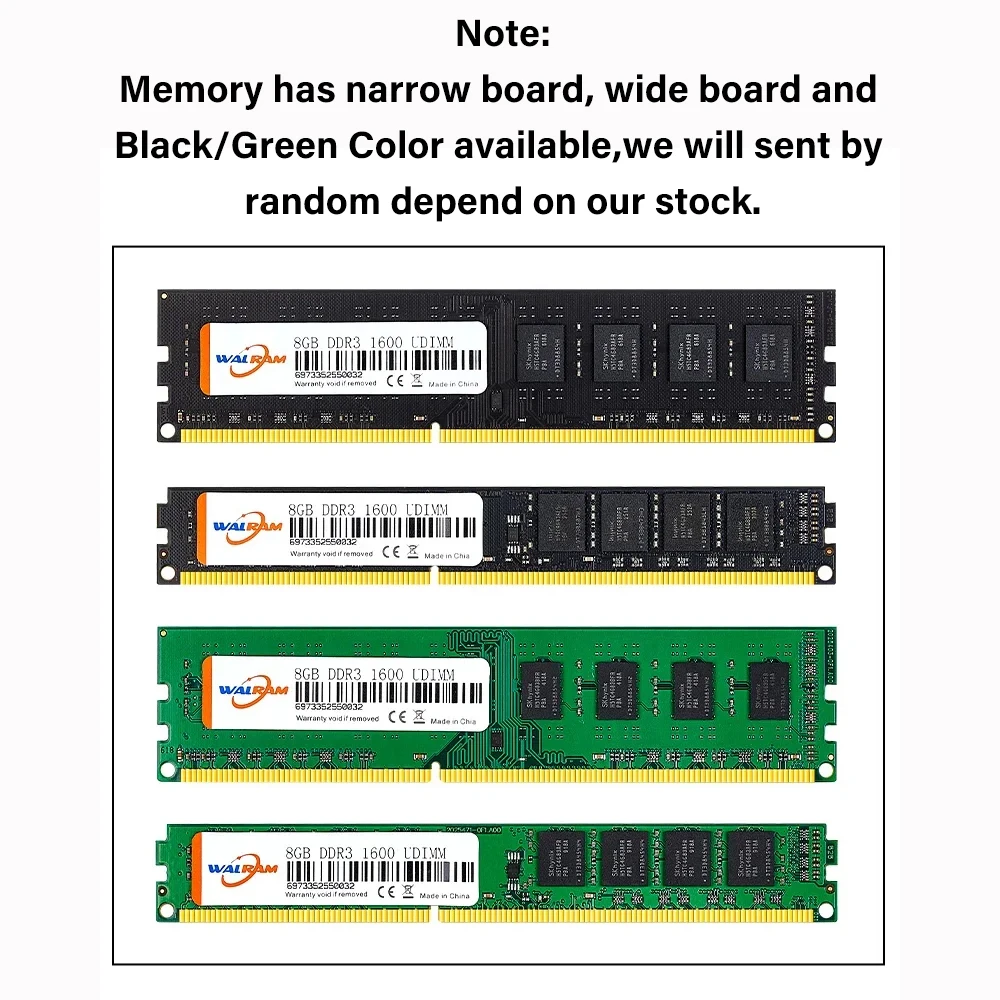 Walram Desktop Memory Ram DDR3 1600MHz New Dimm 1.5V Desktop Ram DDR3 8G 1600 2400 2666 3200 Compatible AMD And Intel