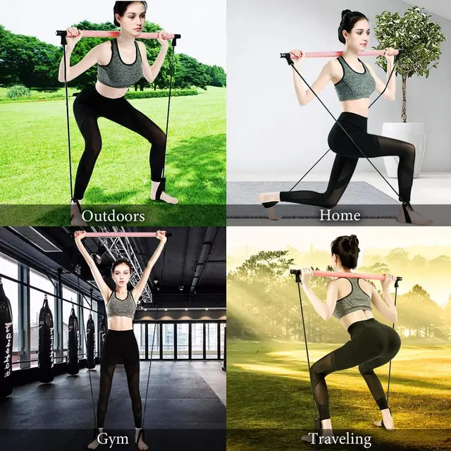 Portable Yoga Pilates Bar Stick with Resistance Band Home Gym Muscle Toning Bar Fitness Stretching Sports Body Workout Exercise 6