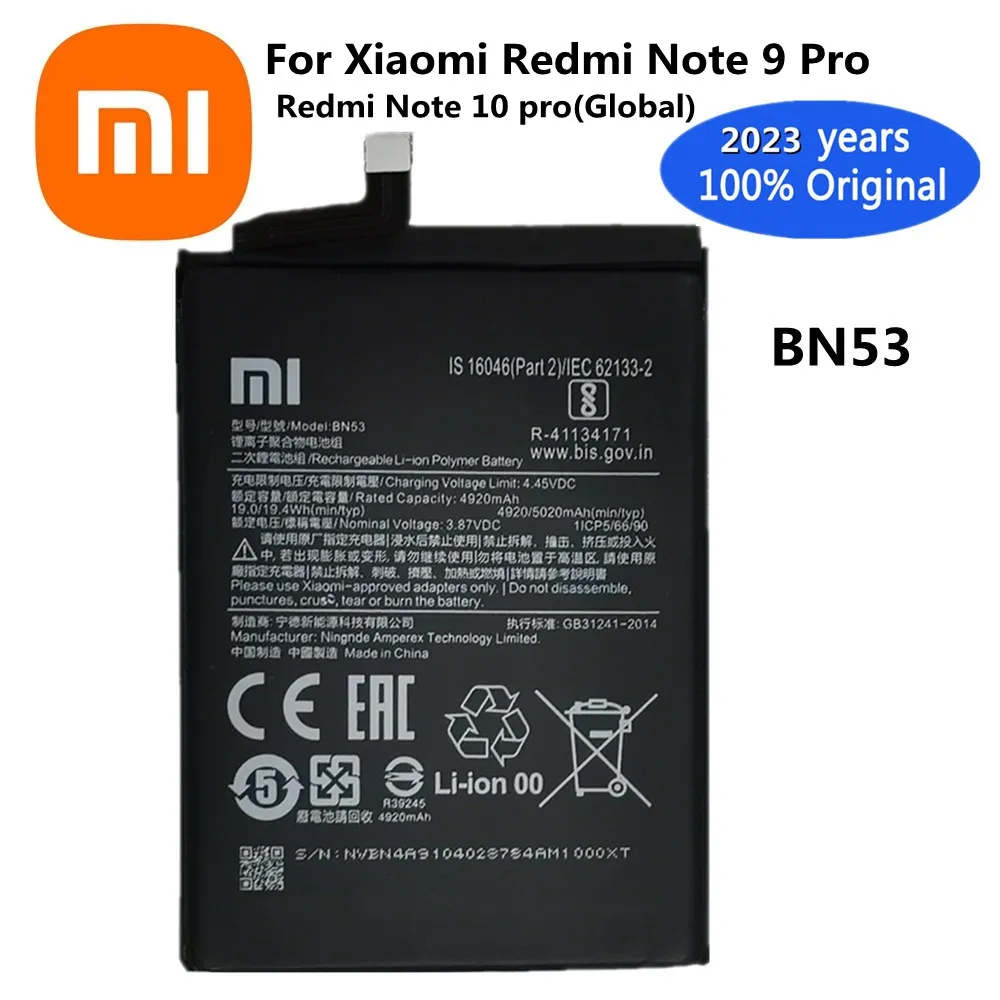 

2023 years 100% Original Xiao Mi Battery BN53 For Xiaomi Redmi Note 9 Pro 9Pro / Redmi Note 10 pro 10pro (Global) Phone Battery