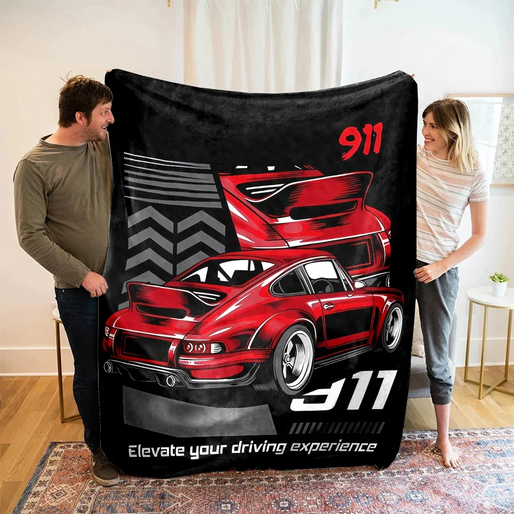 3D Classic Racing Car Soft Flannel Blanket for Bed Bedroom Sofa Picnic, Warm Throw Blanket for Cover Outdoor Leisure Nap Gifts 2