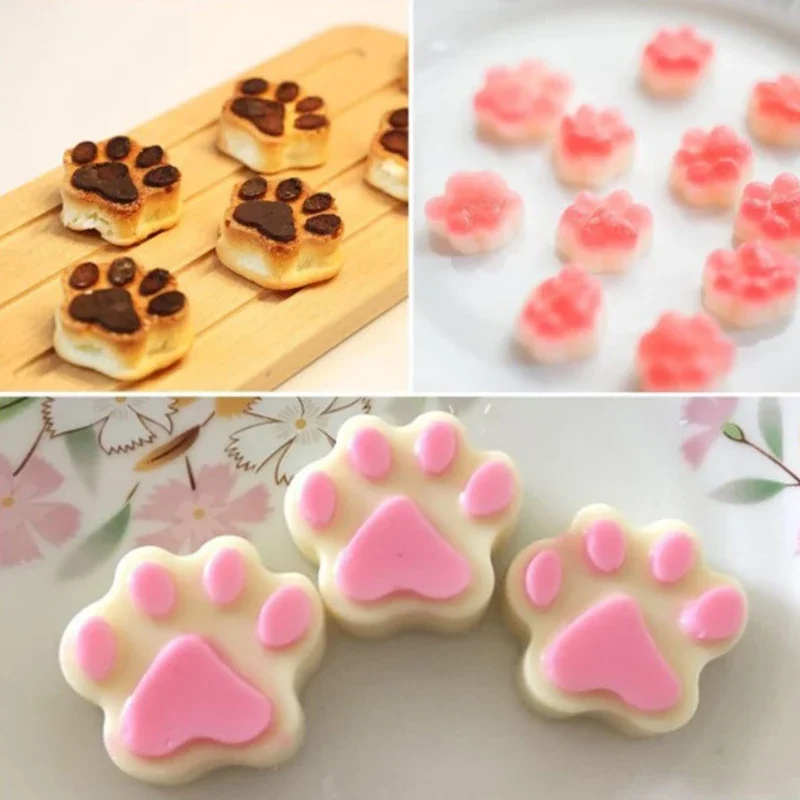 Dog Cat Paw Silicone Cake Molds 10 Cells For Biscuit Jelly Baking Pan Ice Tray Suitable For Making Mousse, Cake, Pastry, Jelly silicone mold