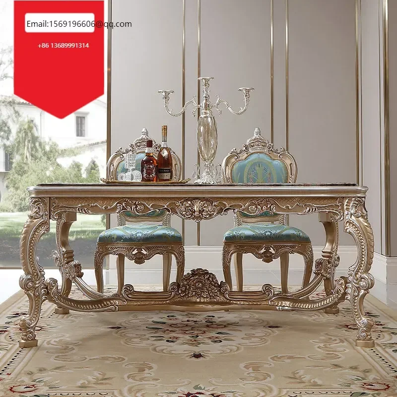 

Court French furniture European luxury solid wood villa dining table and chair living room carved sofa and chair decoration