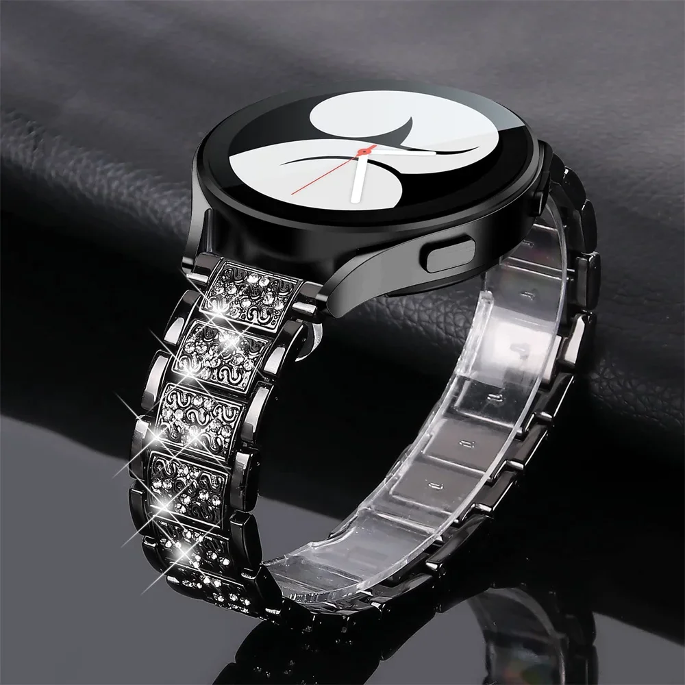 Elegant Diamond-Inspired Metal Link Bracelet Strap