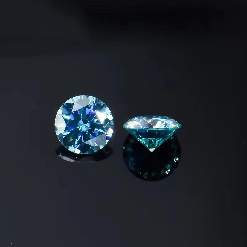 

Sea Blue Color VVS1 Round Moissanite Loose Stones 8 Heart 8 Arrow Certified Gra Synthesis Moissantie Gemstone for Diy Jewelry