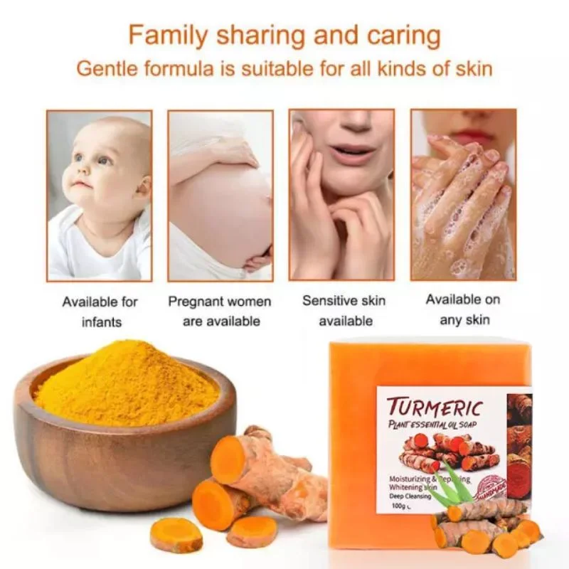 Turmeric Cleansing Soap, Handmade Ginger Essential Oil Bath, Anti-acne, Eliminate Pimples and Dark Spots