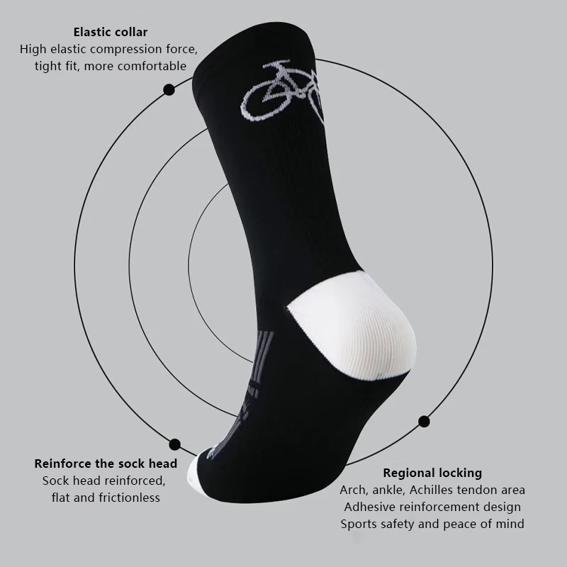 Quick-Drying Bicycle Socks Running Socks Professional Cycling Long Tube Men's And Women's Outdoor Sports 1pair