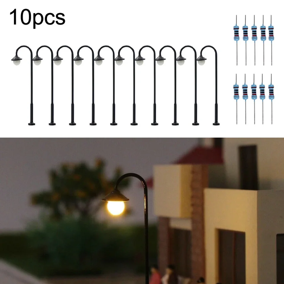 Lcx06 10pcs Model Railway Lamppost Lamps Two-head Street Lights Ho Oo Lcx06 10pcs Model Railway Lamppost Lamps Two-head Street Lights Ho Oo