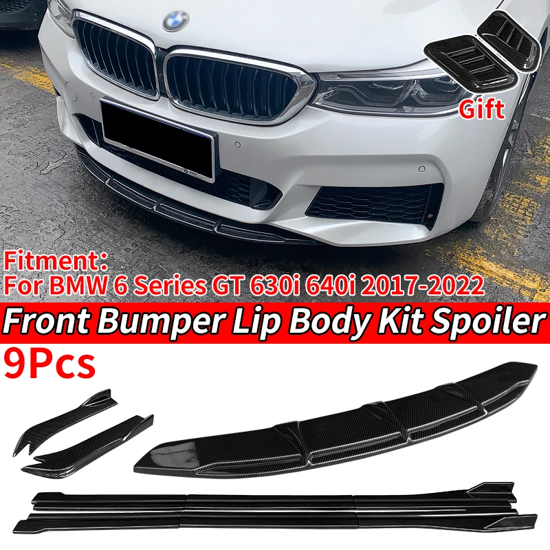 

Car Body Kit Front Bumper Splitters Lip Spoiler Side Skirts Extensions Rear Wrap Angle For BMW 6 Series GT G32 630 640 2017-2022