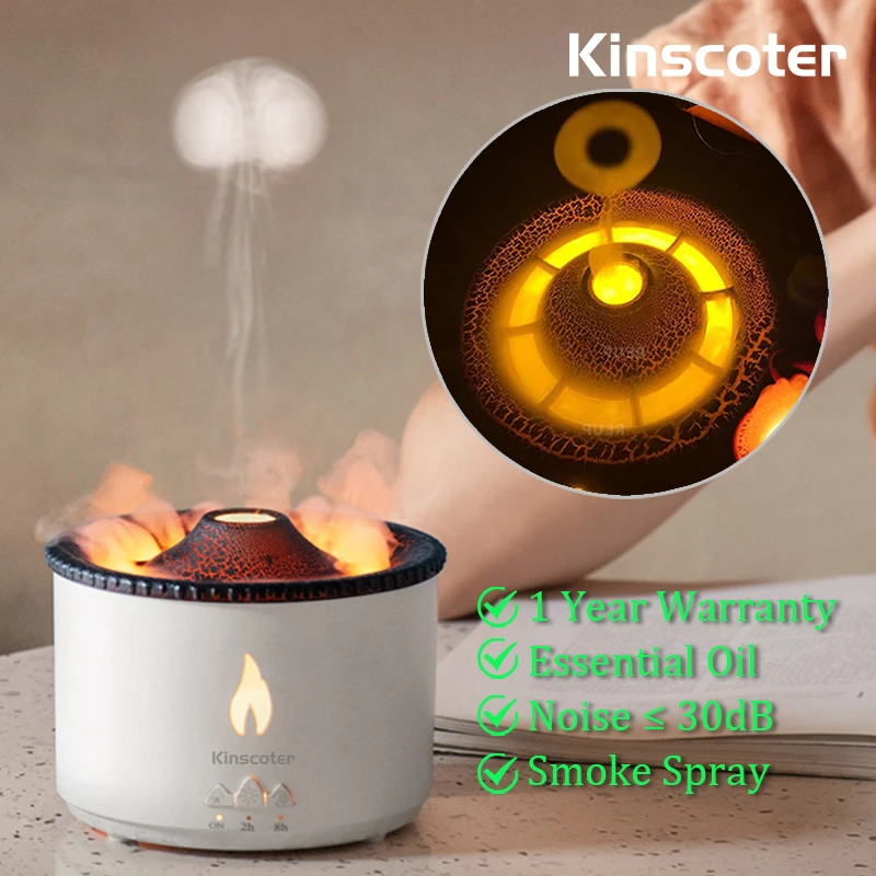 Volcano Kinscoter Aroma Essential Oil Diffuser Realistic Flame Night